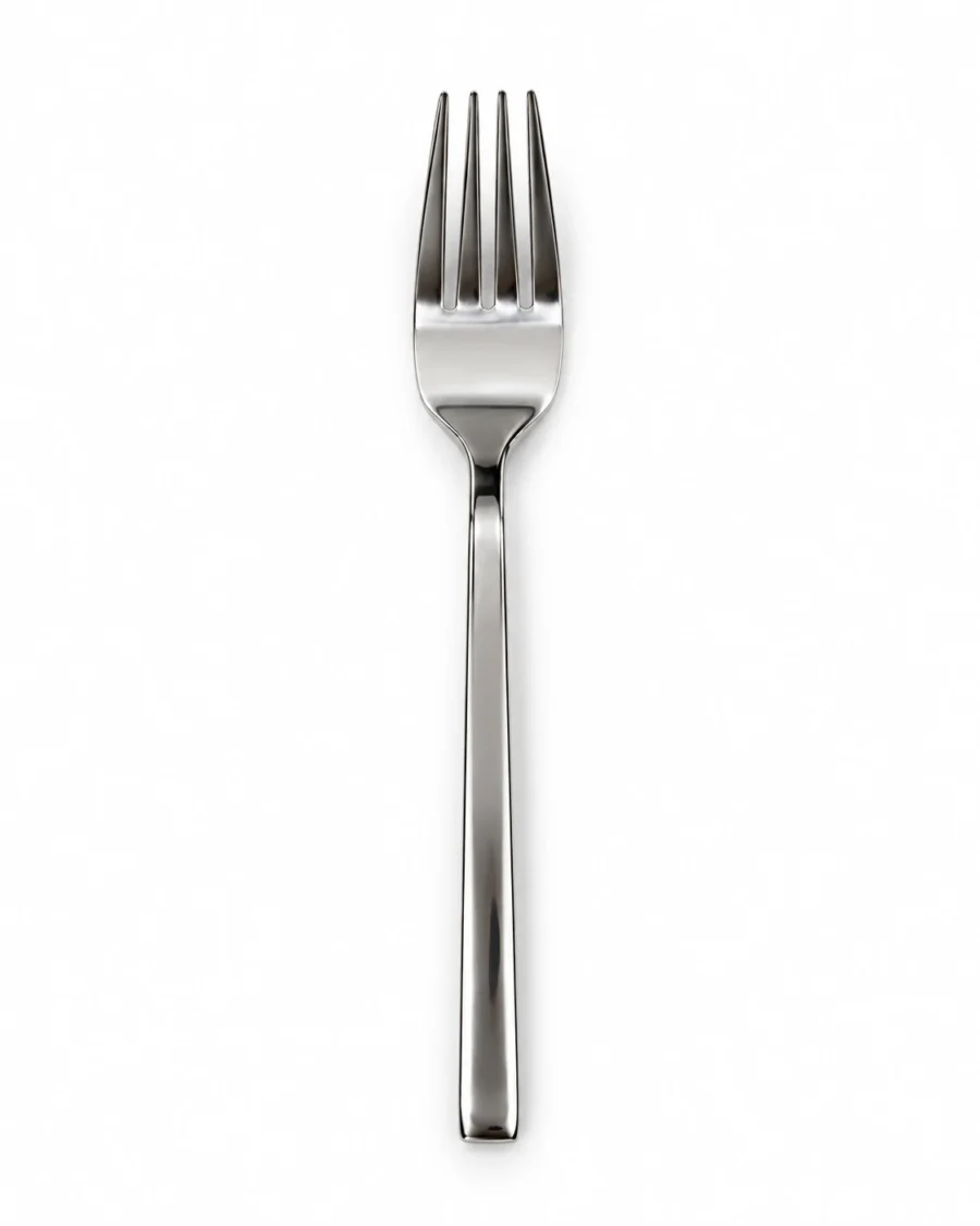 Stainless steel dessert forks with polished handles