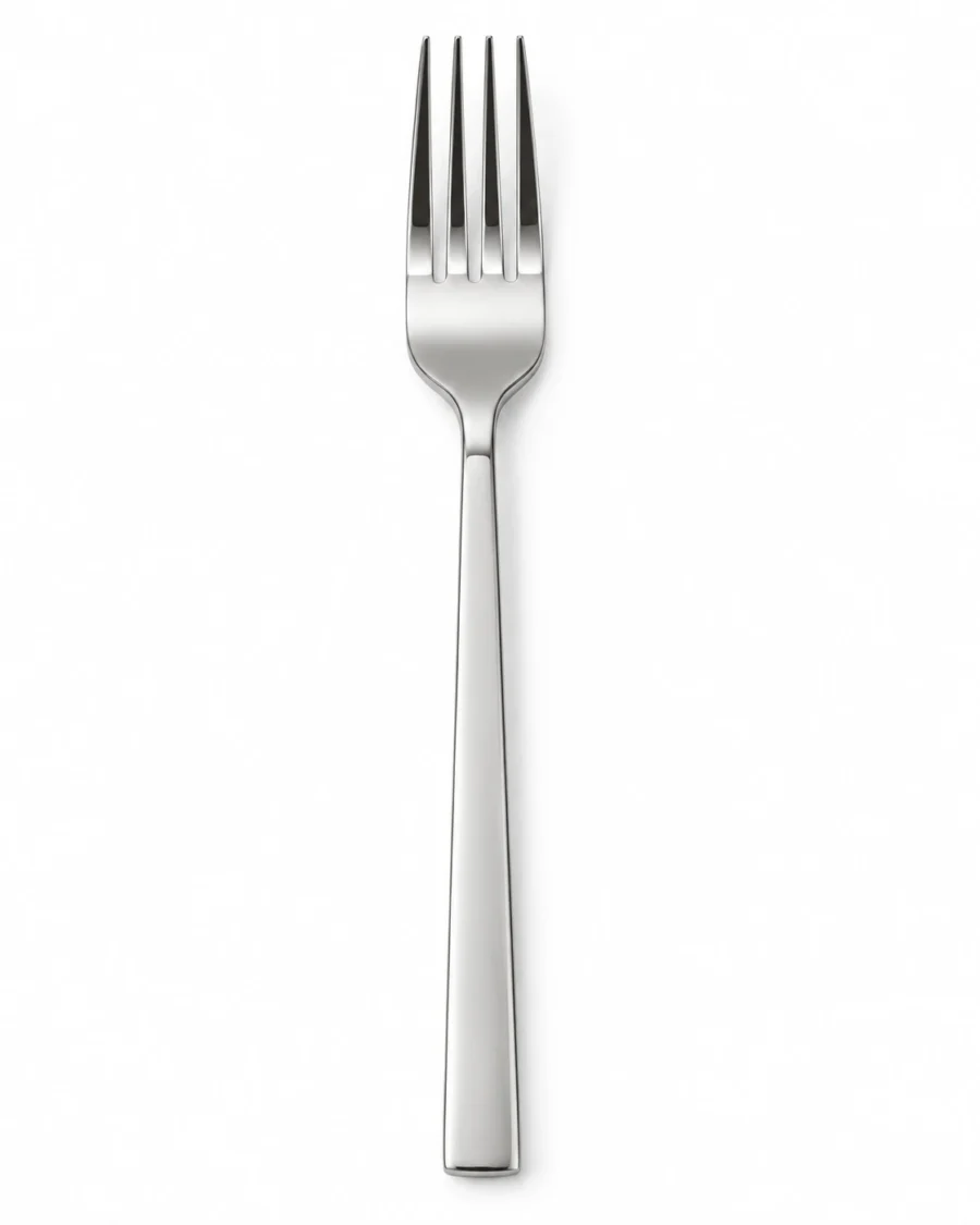 Stainless steel dinner forks with polished handles