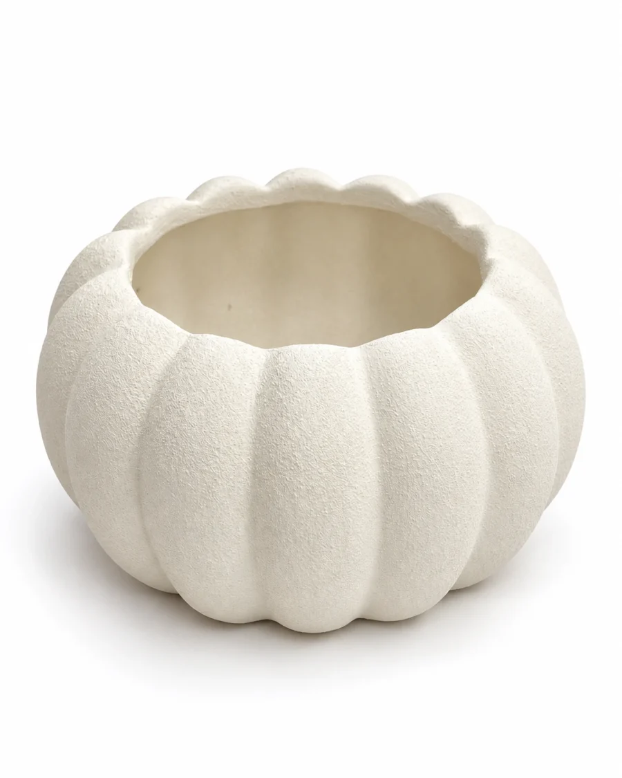 Ceramic vase with a ribbed surface