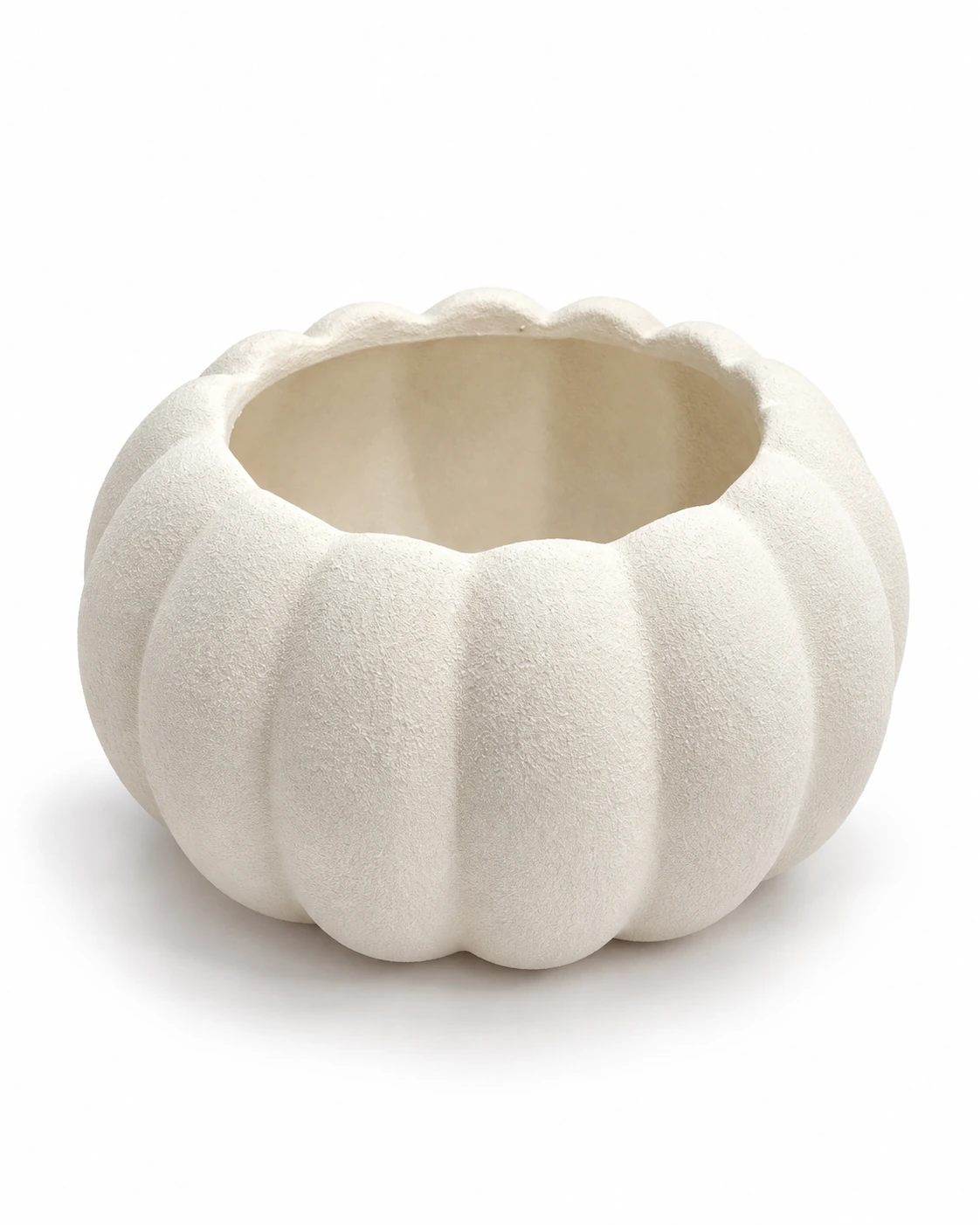 Large ceramic vase with a ribbed surface