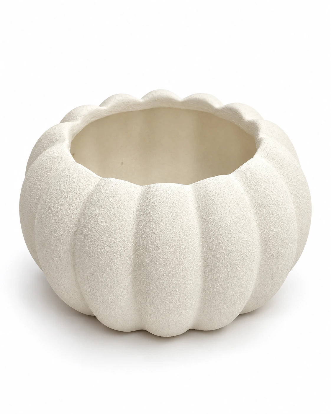 Ceramic vase with a ribbed surface