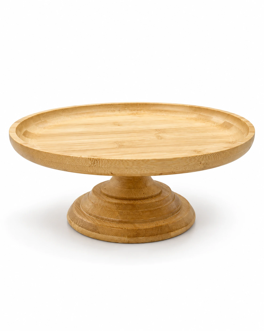 Round wood pedestal for serving cakes and desserts